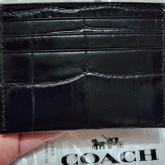 Coach Crocodile Flat Card Case - Picture 3 of 4